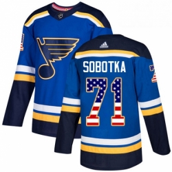 Mens Adidas St Louis Blues 71 Vladimir Sobotka Authentic Blue USA Flag Fashion NHL Jersey 