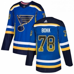 Mens Adidas St Louis Blues 78 Dominik Bokk Authentic Blue Drift Fashion NHL Jersey 
