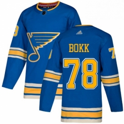 Mens Adidas St Louis Blues 78 Dominik Bokk Authentic Navy Blue Alternate NHL Jersey 