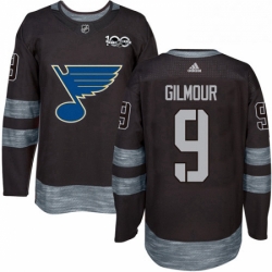 Mens Adidas St Louis Blues 9 Doug Gilmour Authentic Black 1917 2017 100th Anniversary NHL Jersey 