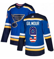 Mens Adidas St Louis Blues 9 Doug Gilmour Authentic Blue USA Flag Fashion NHL Jersey 