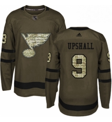 Mens Adidas St Louis Blues 9 Scottie Upshall Authentic Green Salute to Service NHL Jersey 