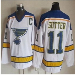 St Louis Blues #11 Brian Sutter White Yellow CCM Throwback Stitched NHL Jersey