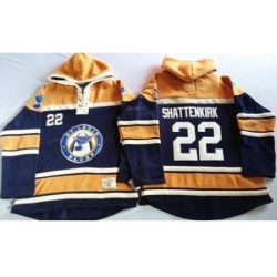 St. Louis Blues 22 Kevin Shattenkirk Navy Blue Gold Sawyer Hooded Sweatshirt Stitched Jersey