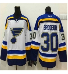 St Louis Blues #30 Martin Brodeur White Stitched NHL Jersey
