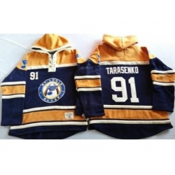 St. Louis Blues 91 Vladimir Tarasenko Navy Blue Gold Sawyer Hooded Sweatshirt Stitched Jersey