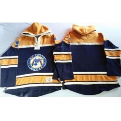 St. Louis Blues Blank Navy Blue Gold Sawyer Hooded Sweatshirt Stitched Jersey
