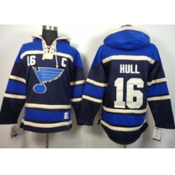 St.Louis Blues 16 Brett Hull Blue Lace-Up NHL Hoodie