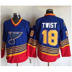 St.Louis Blues #18 Tony Twist Light Blue Red CCM Throwback Stitched NHL Jersey
