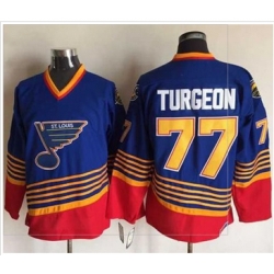 St.Louis Blues #77 Pierre Turgeon Light Blue Red CCM Throwback Stitched NHL Jersey