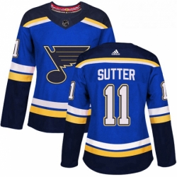 Womens Adidas St Louis Blues 11 Brian Sutter Authentic Royal Blue Home NHL Jersey 