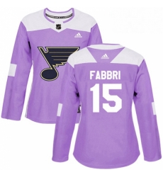 Womens Adidas St Louis Blues 15 Robby Fabbri Authentic Purple Fights Cancer Practice NHL Jersey 