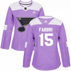 Womens Adidas St Louis Blues 15 Robby Fabbri Authentic Purple Fights Cancer Practice NHL Jersey 