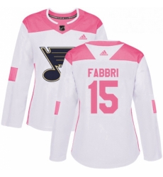 Womens Adidas St Louis Blues 15 Robby Fabbri Authentic WhitePink Fashion NHL Jersey 