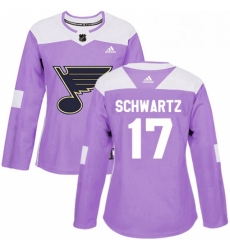Womens Adidas St Louis Blues 17 Jaden Schwartz Authentic Purple Fights Cancer Practice NHL Jersey 
