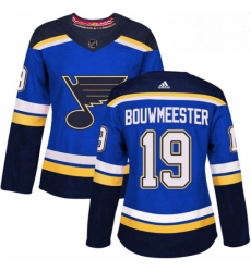 Womens Adidas St Louis Blues 19 Jay Bouwmeester Authentic Royal Blue Home NHL Jersey 