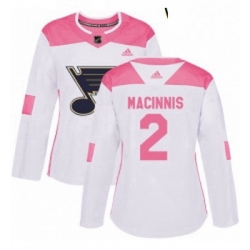 Womens Adidas St Louis Blues 2 Al Macinnis Authentic WhitePink Fashion NHL Jersey 