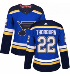 Womens Adidas St Louis Blues 22 Chris Thorburn Authentic Royal Blue Home NHL Jersey 