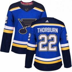 Womens Adidas St Louis Blues 22 Chris Thorburn Premier Royal Blue Home NHL Jersey 