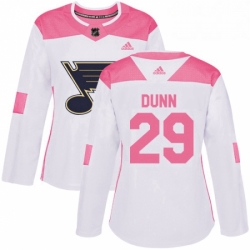Womens Adidas St Louis Blues 29 Vince Dunn Authentic WhitePink Fashion NHL Jersey 