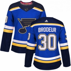 Womens Adidas St Louis Blues 30 Martin Brodeur Authentic Royal Blue Home NHL Jersey 
