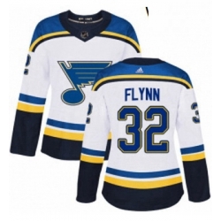 Womens Adidas St Louis Blues 32 Brian Flynn Authentic White Away NHL Jersey 