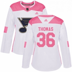 Womens Adidas St Louis Blues 36 Robert Thomas Authentic WhitePink Fashion NHL Jersey 