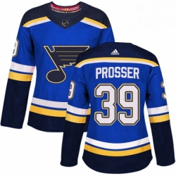 Womens Adidas St Louis Blues 39 Nate Prosser Authentic Royal Blue Home NHL Jersey 