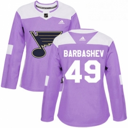 Womens Adidas St Louis Blues 49 Ivan Barbashev Authentic Purple Fights Cancer Practice NHL Jersey 