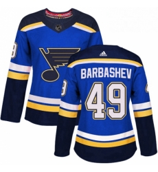 Womens Adidas St Louis Blues 49 Ivan Barbashev Authentic Royal Blue Home NHL Jersey 