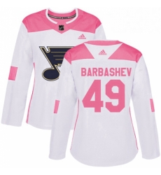 Womens Adidas St Louis Blues 49 Ivan Barbashev Authentic WhitePink Fashion NHL Jersey 