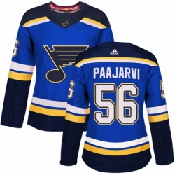 Womens Adidas St Louis Blues 56 Magnus Paajarvi Authentic Royal Blue Home NHL Jersey 