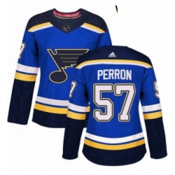 Womens Adidas St Louis Blues 57 David Perron Authentic Royal Blue Home NHL Jersey 