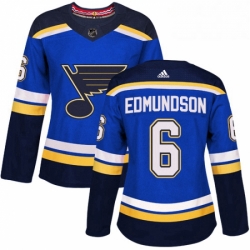Womens Adidas St Louis Blues 6 Joel Edmundson Premier Royal Blue Home NHL Jersey 