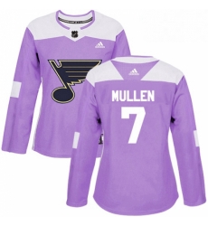 Womens Adidas St Louis Blues 7 Joe Mullen Authentic Purple Fights Cancer Practice NHL Jersey 