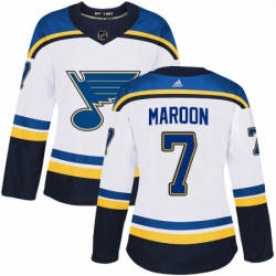 Womens Adidas St Louis Blues 7 Patrick Maroon Authentic White Away NHL Jersey 