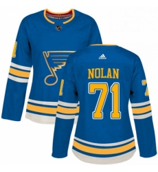 Womens Adidas St Louis Blues 71 Jordan Nolan Authentic Navy Blue Alternate NHL Jersey 