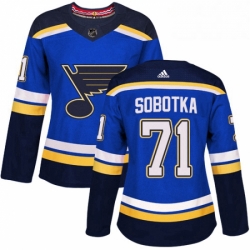 Womens Adidas St Louis Blues 71 Vladimir Sobotka Authentic Royal Blue Home NHL Jersey 