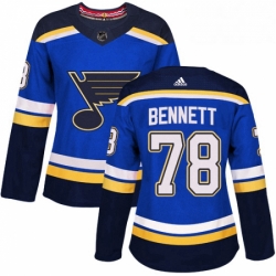 Womens Adidas St Louis Blues 78 Beau Bennett Authentic Royal Blue Home NHL Jersey 