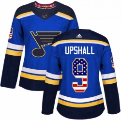Womens Adidas St Louis Blues 9 Scottie Upshall Authentic Blue USA Flag Fashion NHL Jersey 