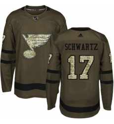Youth Adidas St Louis Blues 17 Jaden Schwartz Authentic Green Salute to Service NHL Jersey 
