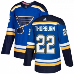 Youth Adidas St Louis Blues 22 Chris Thorburn Premier Royal Blue Home NHL Jersey 