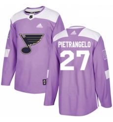 Youth Adidas St Louis Blues 27 Alex Pietrangelo Authentic Purple Fights Cancer Practice NHL Jersey 