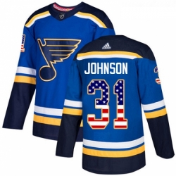 Youth Adidas St Louis Blues 31 Chad Johnson Authentic Blue USA Flag Fashion NHL Jersey 