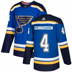 Youth Adidas St Louis Blues 4 Carl Gunnarsson Authentic Royal Blue Home NHL Jersey 