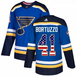 Youth Adidas St Louis Blues 41 Robert Bortuzzo Authentic Blue USA Flag Fashion NHL Jersey 