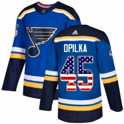 Youth Adidas St Louis Blues 45 Luke Opilka Authentic Blue USA Flag Fashion NHL Jersey 