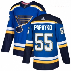 Youth Adidas St Louis Blues 55 Colton Parayko Authentic Royal Blue Home NHL Jersey 