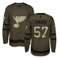 Youth Adidas St Louis Blues 57 David Perron Authentic Green Salute to Service NHL Jersey 