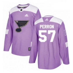Youth Adidas St Louis Blues 57 David Perron Authentic Purple Fights Cancer Practice NHL Jersey 